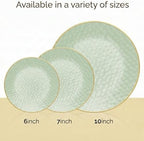 100 Pack Green Plastic Plates - 6 Inch Hammered With Gold Rim, Sturdy, Durable And Extra Heavy duty Green, alternate view 4
