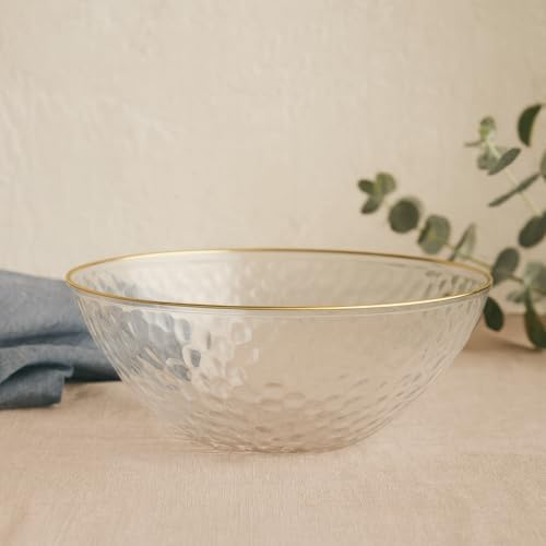 100 Pack Hammered Gold Plastic Bowls Disposable Heavy Duty - 12 Oz Clear Plastic Bowls For Parties - Premium, alternate view