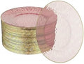 100 Pack Pink Plastic Plates - 6.25 IN Hammered Gold Rimmed Sturdy, Durable And Extra Heavy duty Pink And Gold