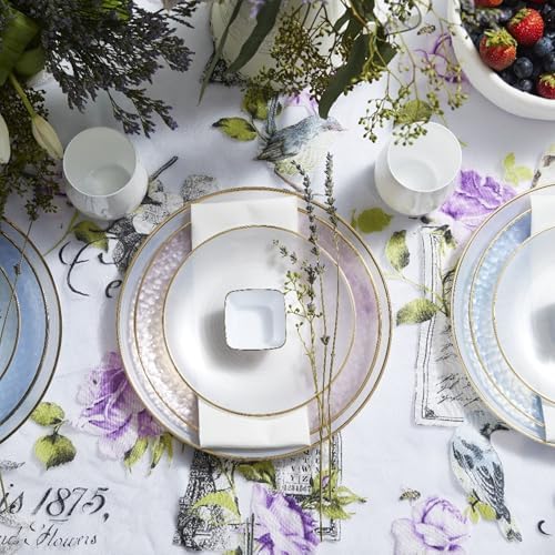 100 Pack Pink Plastic Plates - 6.25 IN Hammered Gold Rimmed Sturdy, Durable And Extra Heavy duty Pink And Gold, alternate