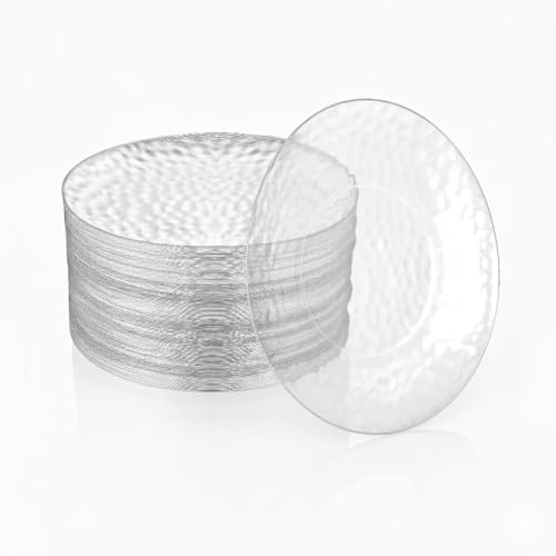 100 Pack Silver Plastic Plates - 6 Inch Hammered Silver Rimmed Sturdy, Durable And Extra Heavy duty Silver