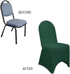 100 Pack Stretch Spandex Banquet Chair Covers - Hunter Green, Wedding Slip, Premium Quality, alternate view 6