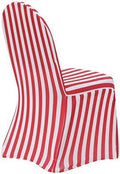 100 Pack Stretch Spandex Chair Covers Striped - Red and White, Wedding Slip Covers, Premium Quality Chair Cover