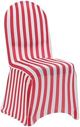 100 Pack Stretch Spandex Chair Covers Striped - Red and White, Wedding Slip Covers, Premium Quality Chair Cover, alternate