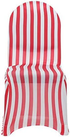 100 Pack Stretch Spandex Chair Covers Striped - Red and White, Wedding Slip Covers, Premium Quality Chair Cover, alternate