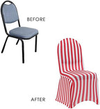 100 Pack Stretch Spandex Chair Covers Striped - Red and White, Wedding Slip Covers, Premium Quality Chair Cover, alternate