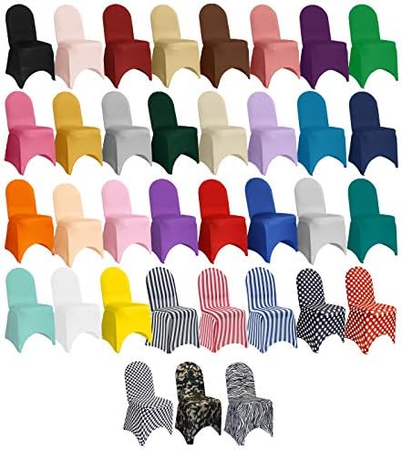 100 Pack Stretch Spandex Chair Covers Striped - Red and White, Wedding Slip Covers, Premium Quality Chair Cover, alternate