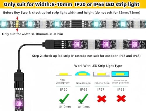 100 Pack Strip Light Clips LED Strip Light Mounting Clip for 8-10mm IP20/65, alternate view 2