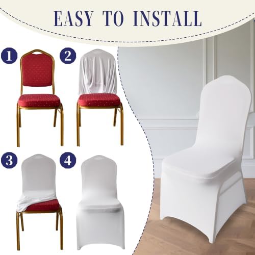 100 Pack White Universal Fitted Spandex Chair Covers | Stretch & Washable Upgraded Chair Slipcovers, Ideal for, alternate
