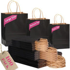 100-Packs Black Paper Gift Bags with Handles Bulk Assorted Sizes(33pcs Large 13", 33pcs Medium 11", 34pcs Small