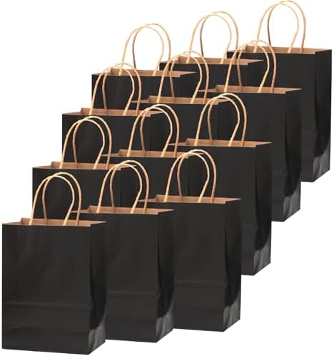 100-Packs Black Paper Gift Bags with Handles Bulk Assorted Sizes(33pcs Large 13", 33pcs Medium 11", 34pcs Small, alternate