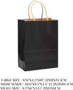 100-Packs Black Paper Gift Bags with Handles Bulk Assorted Sizes(33pcs Large 13", 33pcs Medium 11", 34pcs Small, alternate