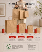 100-Packs Brown Paper Gift Bags with Handles Bulk Assorted Sizes(33pcs Large 13", 33pcs Medium 11", 34pcs Small, alternate