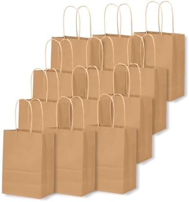 100-Packs Mini Size Paper Gift Bags with Handles Bulk 4.5"×2.5"×6" Brown Gift Bags Multiple Uses in Mini - 100, alternate