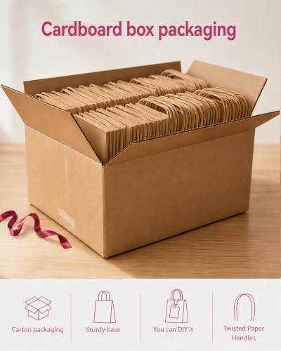 100-Packs Mini Size Paper Gift Bags with Handles Bulk 4.5"×2.5"×6" Brown Gift Bags Multiple Uses in Mini - 100, alternate