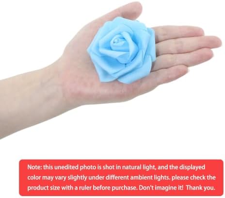 100 Pcs 3 in Large Artificial Rose Head Bulk (4-Tone Blue Green), alternate view 4