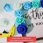 100 Pcs 3 in Large Artificial Rose Head Bulk (4-Tone Blue Green), alternate view 5