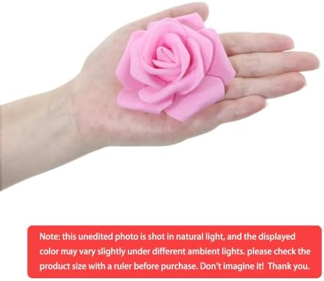100 Pcs 3 in Large Artificial Rose Head Bulk (4-Tone Pink White) in 02 (Pink/Light Pink/Hot Pink/White) 4-color, alternate
