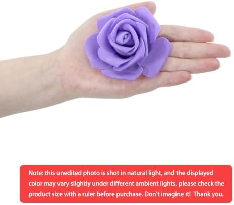 100 Pcs 3 in Large Artificial Rose Head Bulk (4-Tone Purple White) in 04 (Dark Purple/Purple/Light Purple/White), alternate