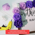 100 Pcs 3 in Large Artificial Rose Head Bulk (4-Tone Purple White) in 04 (Dark Purple/Purple/Light Purple/White), alternate