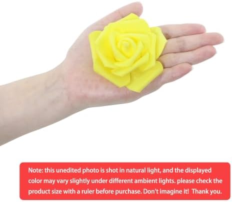 100 Pcs 3 in Large Artificial Rose Head Bulk (4-Tone Yellow Ivory), alternate view 4