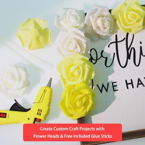 100 Pcs 3 in Large Artificial Rose Head Bulk (4-Tone Yellow Ivory), alternate view 5