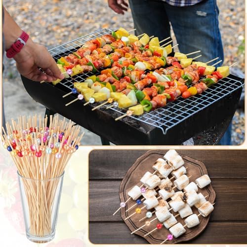 100 Pcs 8 Inch Long Pearl Skewers Cocktail Picks, Party Favors in Multicolor, alternate view 5