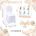 100 Pcs Chair Covers Set, White, Champagne Gold in White, alternate view 3