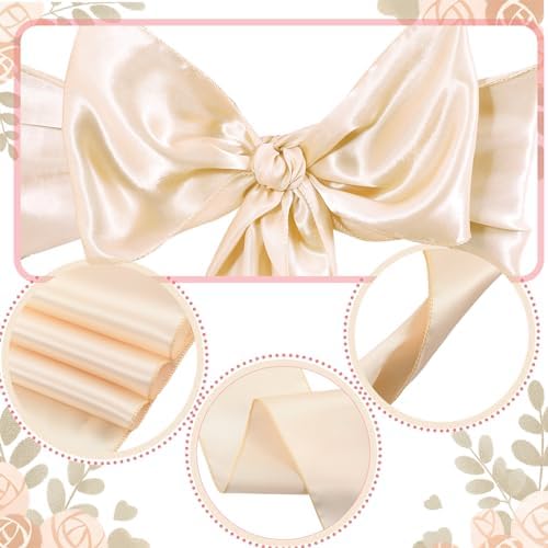 100 Pcs Chair Covers Set, White, Champagne Gold in White, alternate view 4
