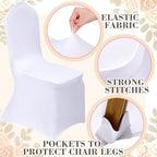 100 Pcs Chair Covers Set, White, Champagne Gold in White, alternate view 5