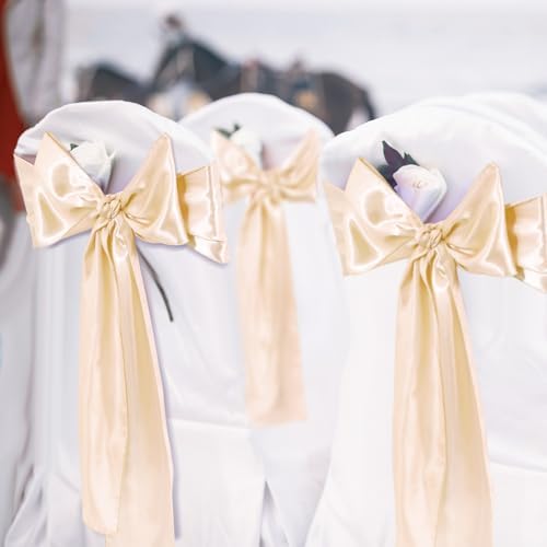 100 Pcs Chair Covers Set, White, Champagne Gold in White, alternate view 6
