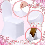 100 Pcs Chair Covers Set, White, Pink in Pink, alternate view 4
