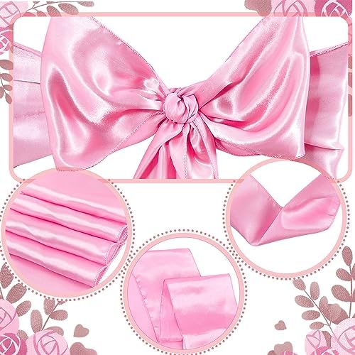 100 Pcs Chair Covers Set, White, Pink in Pink, alternate view 5