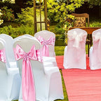 100 Pcs Chair Covers Set, White, Pink in Pink, alternate view 6