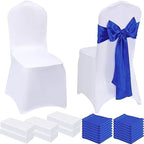 100 Pcs Chair Covers Set, White, Royal Blue in Royal Blue