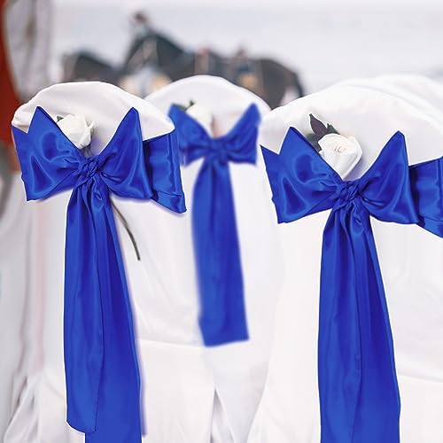 100 Pcs Chair Covers Set, White, Royal Blue in Royal Blue, alternate view 2