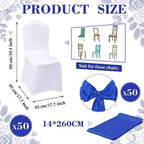100 Pcs Chair Covers Set, White, Royal Blue in Royal Blue, alternate view 3