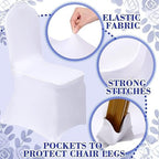 100 Pcs Chair Covers Set, White, Royal Blue in Royal Blue, alternate view 4