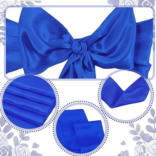 100 Pcs Chair Covers Set, White, Royal Blue in Royal Blue, alternate view 5