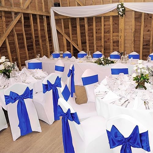 100 Pcs Chair Covers Set, White, Royal Blue in Royal Blue, alternate view 6