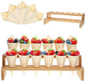 100 Pcs Charcuterie Cone with Food Cone Holder 13 x 5 in, Straight, Bamboo in Straight