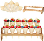 100 Pcs Charcuterie Cone with Food Cone Holder 13 x 5 in, Straight, Bamboo in Straight
