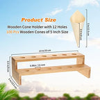 100 Pcs Charcuterie Cone with Food Cone Holder 13 x 5 in, Straight, Bamboo in Straight, alternate view 3