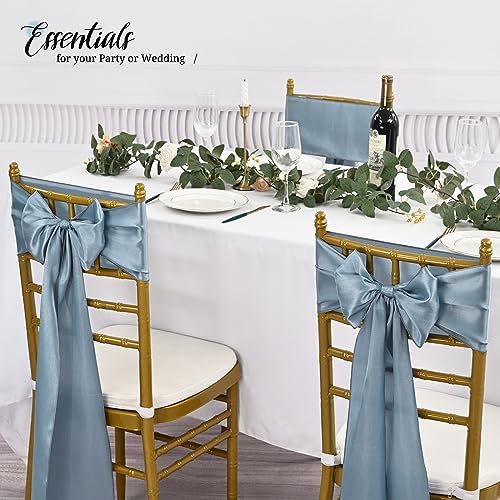 100 Pcs Dusty Blue Satin Chair Sashes Ties, 7×108inch in 7×108inch, alternate view 5