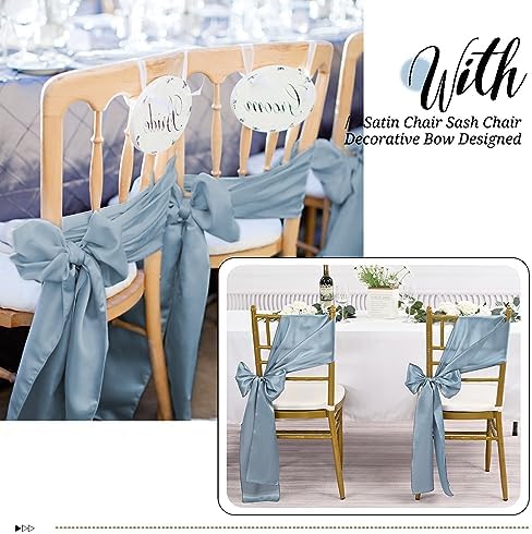 100 Pcs Dusty Blue Satin Chair Sashes Ties, 7×108inch in 7×108inch, alternate view 6