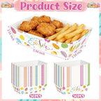 100 Pcs Easter Food Trays, Happy Easter Decor Serving Trays, 2 Style Disposable Paper Spring Decor, Large, alternate view 3
