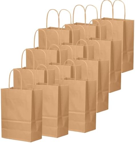 100-Pcs Medium Size Paper Gift Bags with Handles Bulk 7.6"x4.75"x10.5" Brown Gift Bags Multiple Uses in Medium, alternate