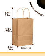 100-Pcs Medium Size Paper Gift Bags with Handles Bulk 7.6"x4.75"x10.5" Brown Gift Bags Multiple Uses in Medium, alternate