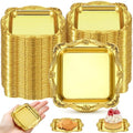 100 Pcs Mini Square Baroque Dessert Display Trays Mini Elegant Plastic Serving Trays Small Cake Candy Plates for