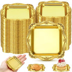 100 Pcs Mini Square Baroque Dessert Display Trays Mini Elegant Plastic Serving Trays Small Cake Candy Plates for